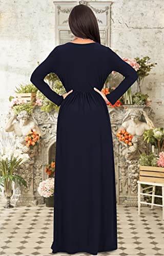 Image of KOH KOH Womens Long Sleeve Empire Cocktail Elegant Evening Versatile Maxi Dress
