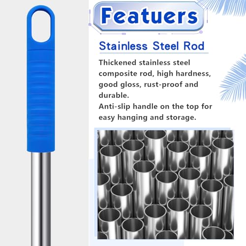 Image of Suclain 4 Pcs Clip on Dust Mop Handle with Chuck 51.18 Inch Stainless Steel Flexible Maneuvering Mop Stick Replacement for Home Restaurant Kitchen Office Bathroom Wood Laminate Tile Floor Cleaning