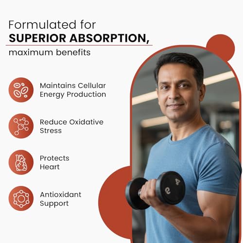 Image of Neuherbs CoQ10 200mg Capsules - 60 Count| Coenzyme Q10 with Vitamin D3 & E | Supports Energy, Heart Health & Cellular Function | Antioxidant Supplement for Men & Women