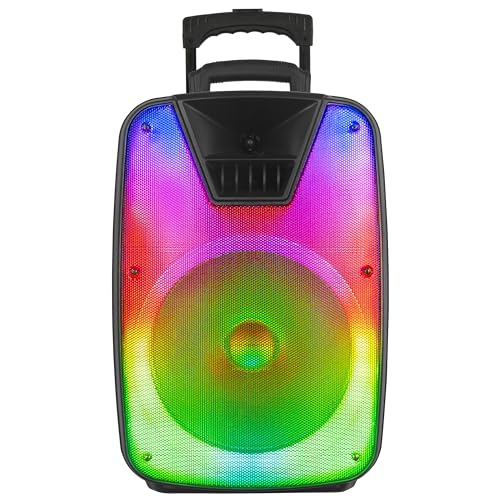 IQ Sound IQ-7812DJBT 12-inch Portable Bluetooth Speaker with True Wireless Stereo, LED Light Show, Bluetooth 5.0, Built-in Port, Carry Handle, 40W Power - 12