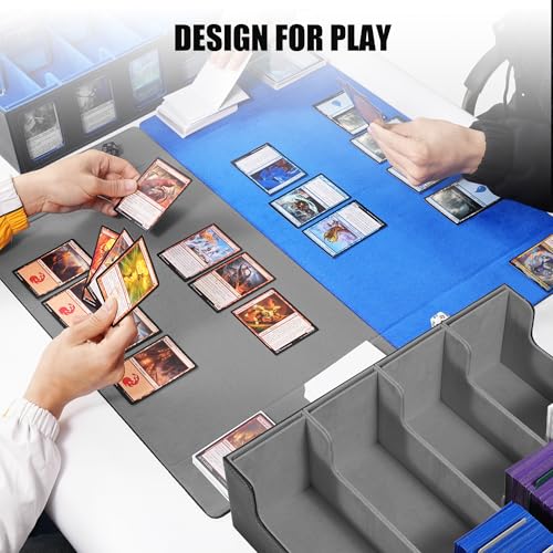Image of Kabinka Trading Card Storage Box with Commander Display, 4-Row Deck Case with Removable Lid; 2400+ Card Deck Box for MTG TCG Sports Card, 4 Top Loaders, 4 Stoppers, 24 Dividers,1 Dice Bag (Black)