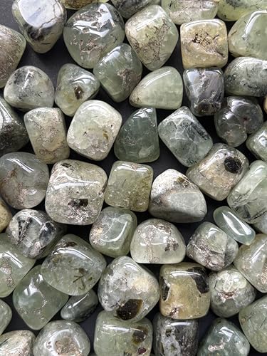 Image of Tumbled Stones, Natural Crystal Healing Stones, Home Office Decor, Aquarium Decorative Pebbles, Vase Fillers (Prehnite, 100)