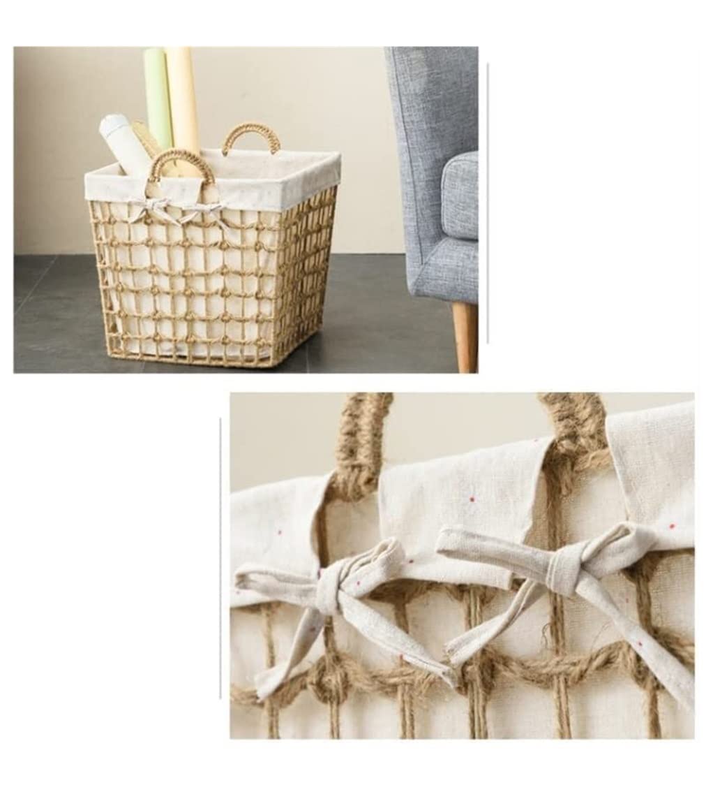 Cesto Colada Cesta De Almacenamiento De Cuerda De Algodón, Almacenamiento De Colocación De Manta De Ropa Suave De Cesta De Tejido Cesto Ropa Sucia