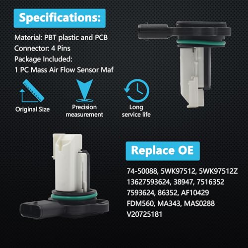 Yezoauto Mass Air Flow Sensor (Maf Meter) - Compatible with BMW 135i, 335i, 535i, & More; Replace OE 5WK97512
