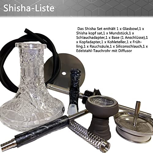 Biguy Mini Shisha Set Komplett, Hookah Rauchsäule Aus Epoxidharz,Edle Wasserpfeife 50 cm mit Stecksystem und Premium… – Bild 7