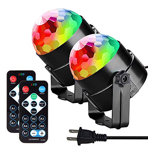 Apeocose 2 Pack Disco Ball Disco Lights-Party Lights Sound Activated Storbe Light With Remote Control DJ Lighting,Led 3W RGB Light Bal, Dance lightshow for Home Room Parties Kids Birthday