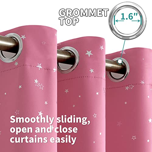 Image of BGment Short Curtains for Windows, Small Blackout Curtains 45 Inch for Bedroom, Star Room Darkening Curtains Thermal Insulated Grommet Drapes for Kids Room Nursery, 2 Panels (42 x 45 Inch, Pink)