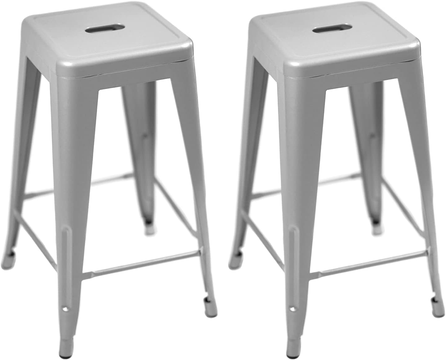 Sunjoy Group (#S-DNC1267PST) Stackable Metal Barstool, Silver, 26", Pack of 2