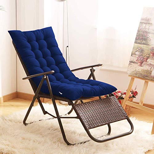 Image of PumPum Super Comfy Long Rocking Chair Cushion /Bench Back Seat Pad - Cotton, Handmade Quilts,(18x48 Inch,Navy Blue)