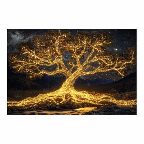Tableau mural arbre de vie toile haut de gamme décoration dorée raffinée