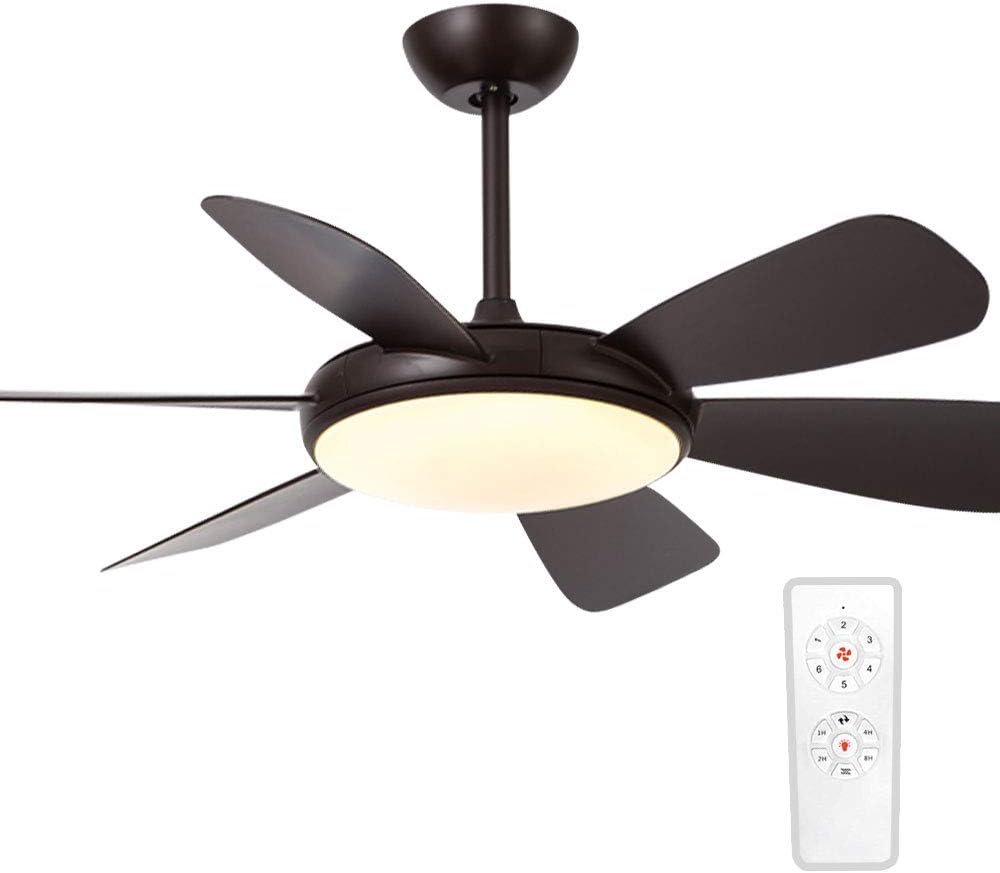 Buy Ceiling Fan With Light And Remote Control 52 Inch Low Profile Ceiling Fans Light Fixture With 3 Color Temperature And Timer Set Flush Mount Ceiling Light 6 Reversible Blades For Bedroom Brown