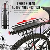 Flexzion Bike Rear Rack Mount - Bicycle Back Seat Pannier Luggage Backpack Cargo Basket Carrier Rack Adjustable Aluminum Alloy For Road Mtb Mountain Folding Bike With Red Reflector 110Lb Capacity - Image 3