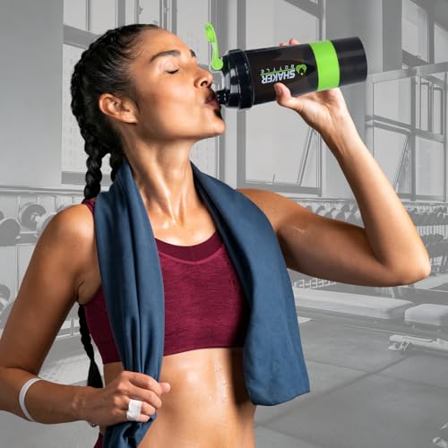 Image of XTK Shaker Bottle 16OZ Protein Shaker Bottles with Mix Ball Portable Sports Water Bottle Leak Proof GYM Cup for Protein Mixes with Storage & Pill Organizer, Ideal for Pre Workout,BPA Free (Green)
