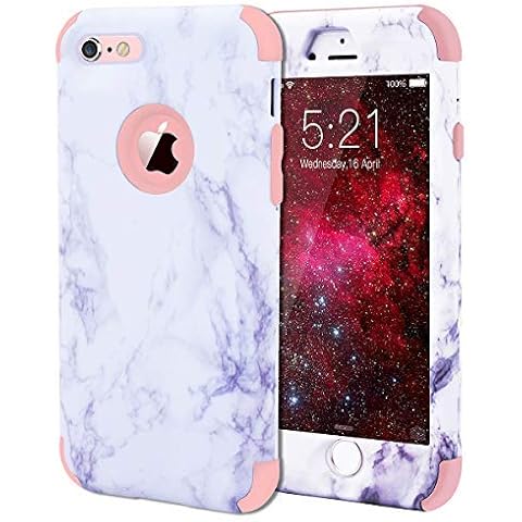 iPhone 6S Case, WeLoveCase iPhone 6 Case Shockproof 360 Full Protection Marble iPhone 6S Case Protective Hard Back Silicone Bumper Cover Heavy Duty Apple iPhone 6S Case Rose Gold Cover
