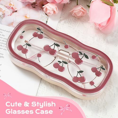 Image of MoKo Glasses Case Hard Shell, Cute Eyeglass Case for Reading Glasses, Clear Eyeglasses Case for Women Girls