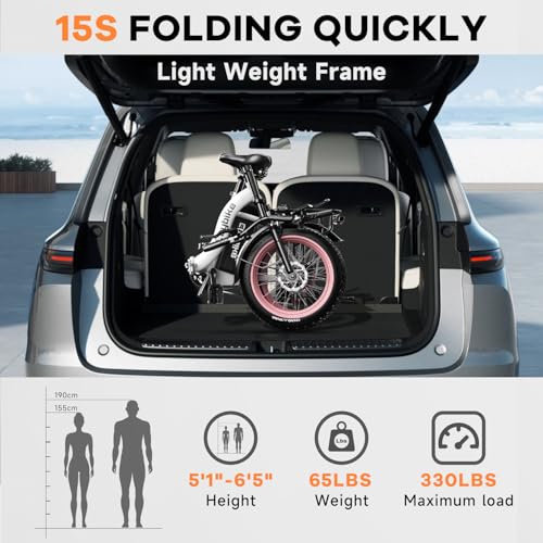 Image of 1000W Folding Electric Bike,48V 20AH Removable Battery E Bike,30+MPH,80 Miles Max Range Electric Bike for Adults,20 inch Fat Tire Foldable ebike,Adult Electric Bicycle for Commute Beach Snow