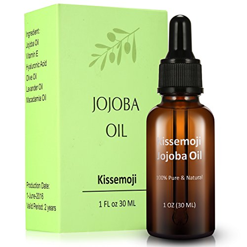 Kissemoji 100% Natural Jojoba Oil& Vitamin E&Hyaluronic Acid -Soft, Top Anti Wrinkle, Anti Aging ,Radiant, Youthful Skin (1 oz)