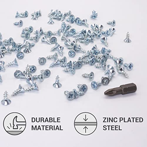 SKIR'CO (Pack of 100 pcs) Zinc Plated Steel 3.5 x 10 mm Silver Wood Screws, Pozidriv Countersunk Head, Chipboard Screws - Image 3
