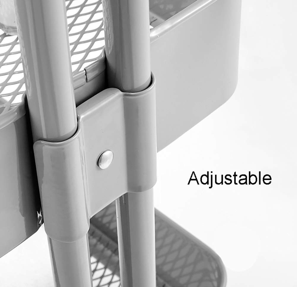SDdPulse Carro de almacenamiento de camiones de mano móviles, carrito de belleza de cocina con ruedas, carrito de almacenamiento de herramientas de acero al carbono de 3 niveles para peluquería y spa