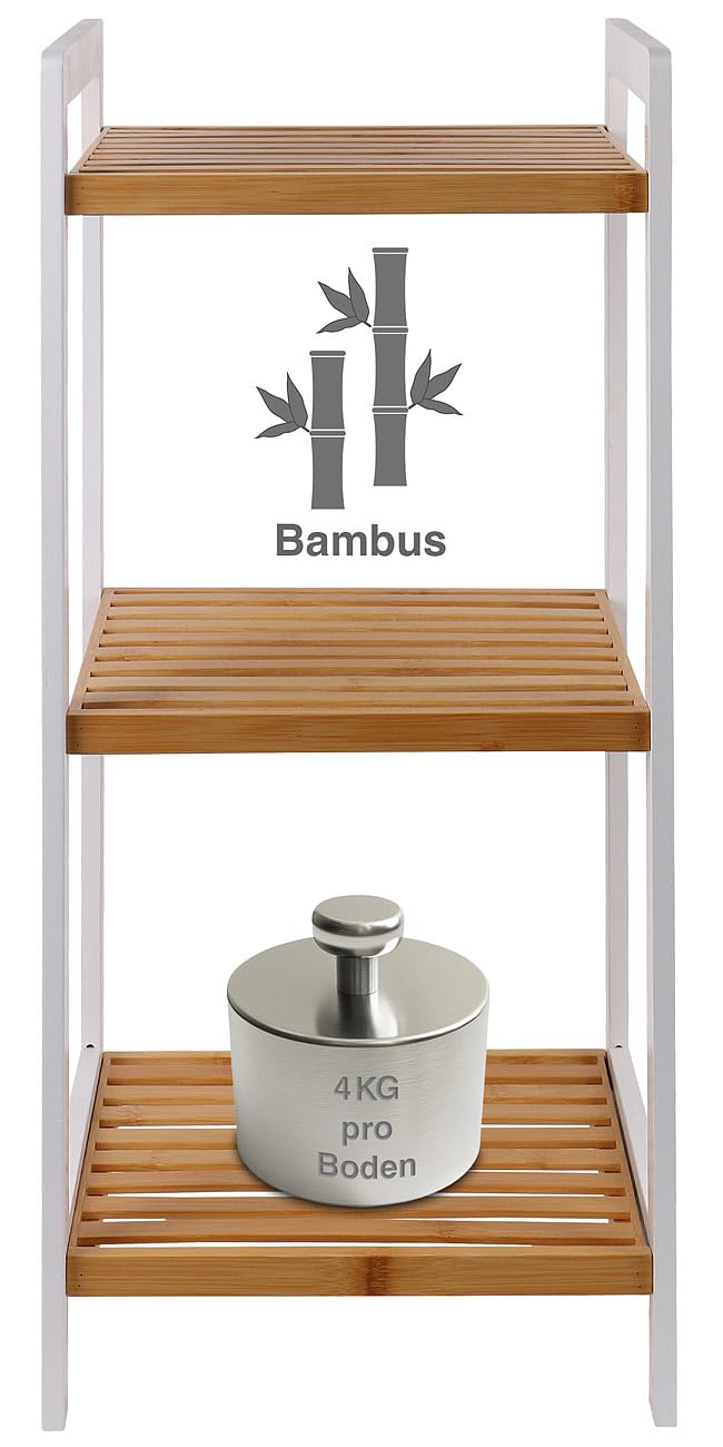 Rosenstein & Shne Regale: Bambus-Standregal mit 3 Ablagen, 30 x 70 x 30  cm, wei/Bambus (Bad Regal, Wohnzimmer Holz, Schuhe) : Amazon.de: Kche,  Haushalt & Wohnen