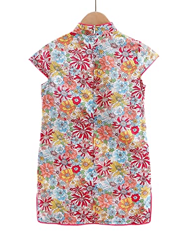 Girl's Cap Sleeve Ditsy Floral Chinese Dress4