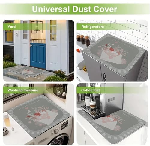 Image of Homecloud Non-Slip Washing Machine Mat - Durable Waterproof Protective Cover for Washer & Dryer, Dust-Resistant Mat Ideal for Laundry Room & Kitchen Appliances | 60x60cm (Grey)