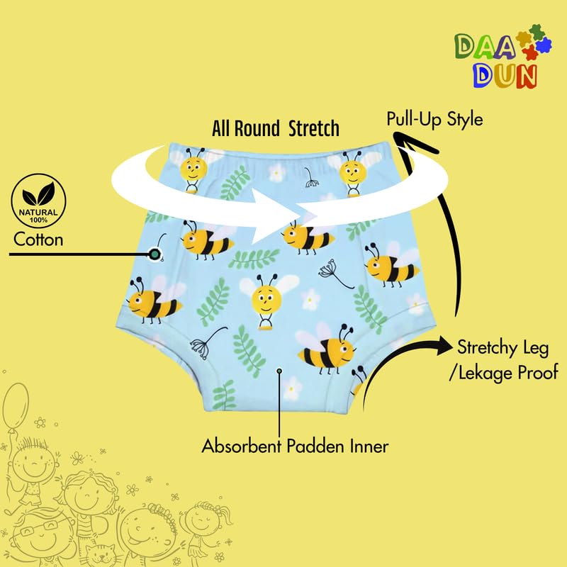 Image of Baby Padded Underwear - Soft Cotton Potty Training Pants for Toddlers, Washable & Reusable, Leak-Proof Training Underwear for Boys & Girls