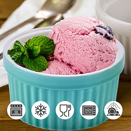 Dimono® Dessert Bowls Creme Brulee Soufflé Moulds, Casserole Dishes with 170 ml for Desserts, Muffins, Pies, Set of 8 (Turquoise) - Image 4