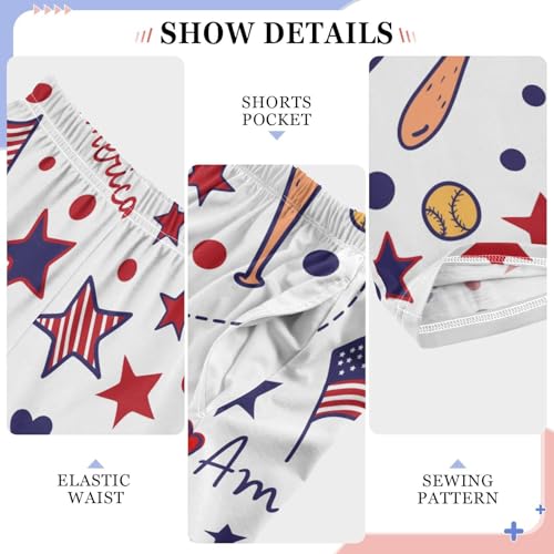 I Love America Baseball Boys Long Pants Soft Trousers Elastic Waist Kids Lounge Bottoms with Pockets S-XL4