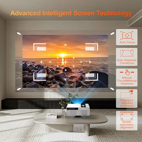 AUN X6 Smart Projector, 12000 Lumens, Android 11 Projector 4K Ultra HD Support, HDMI ARC, 2GB 16GB, 1080p Native, Rotatable, Auto Focus, Keystone,... - Image 3