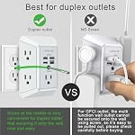 Wall Charger, Surge Protector, QINLIANF 5 Outlet Extender with 4 USB Charging Ports (4.8A Total) 3-Sided 1680J Power Strip Multi Plug Adapter Spaced for Home Travel Office (3U1C)