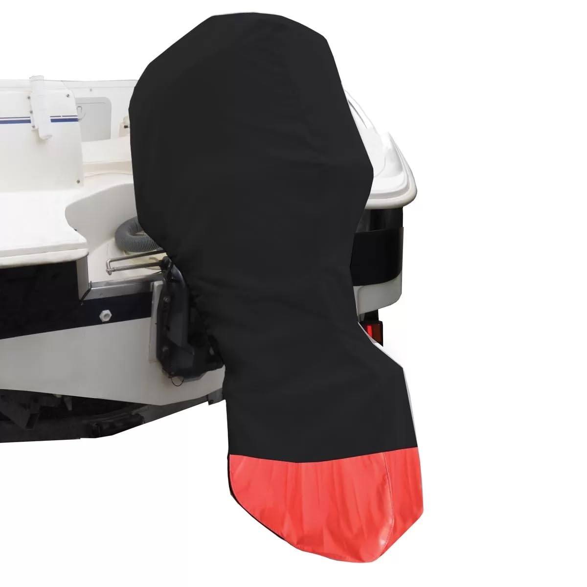 Oceansouth Universal-Vollabdeckung für Außenbordmotoren – 9,9–30 PS, Schwarz, Atlas Marine-Polyester 340 g/m², Wasserabweisend, UV-beständig, Reißverschluss mit Kordelzug