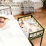 À côté de lit de chien et ensemble de matelas - Cadre de lit de chien de clôture en métal à trois côtés, raccord de lit pour chiens de hauteur réglable pour lit humain, pour chiot de petite taille(25.5''L x 17.7''W)