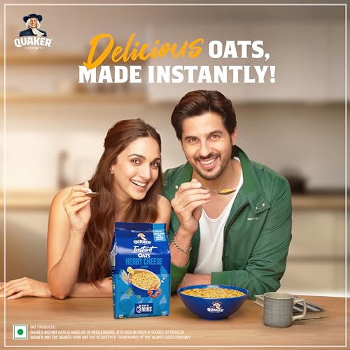 Image of Quaker Instant Oats 400g, Herby Cheese flavour, Made with Wholegrain oats, Ready in 3 min, Source of Protein & Fibre, Delicious Snack, Nutritious Oats