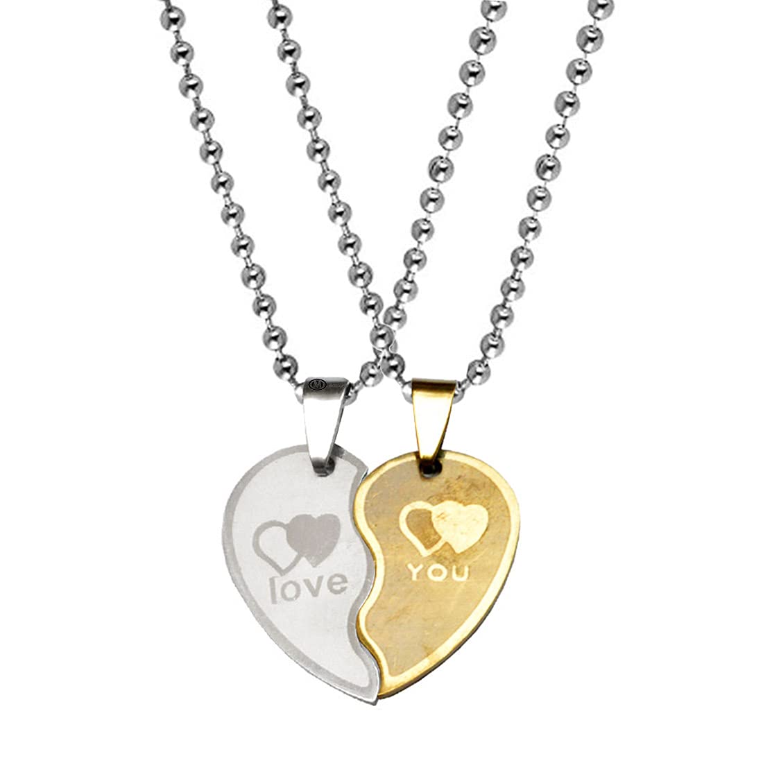 Valentine Gift Trendy Rotational Couple Heart Engraved Dual Locket Pendant Necklace Chain Unisex Jewellery Metal Pendant Set-image-2