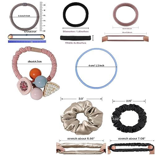 Image of GITGRNTH 101 PCS Essential Hair Accessories for Women /Girls | Combo Pack | Thin Hair Band | Thick Hair Ties | Elastic Rubber Band | Cotton Hair Band | Silk Mulberry Scrunches (101 PCS)