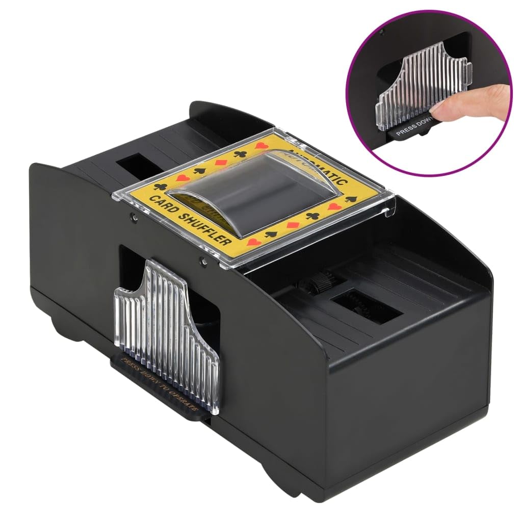 Miscelatore automatico di carte nero, in plastica, 20,5 x 11 x 10 cm, per 2 mazzi, gioco di carte Poker Texas Hold'em Bridge, ideale per tornei, feste in famiglia, a casa