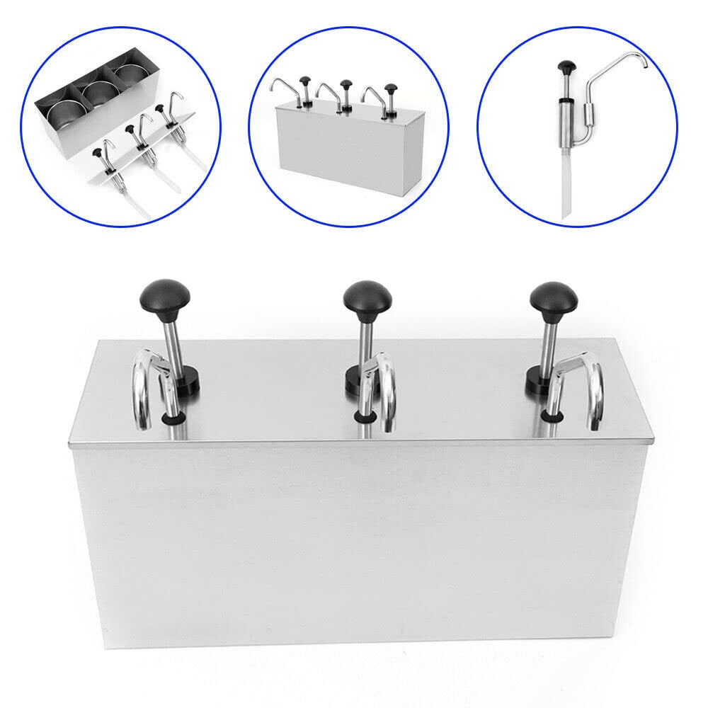 Dispensador de salsas de acero inoxidable, 3 x 4 litros, dispensador de salsas, dispensador de salsa, dispensador de especias, catering, salsa, salsa, dispensador de condimentos, dispensador