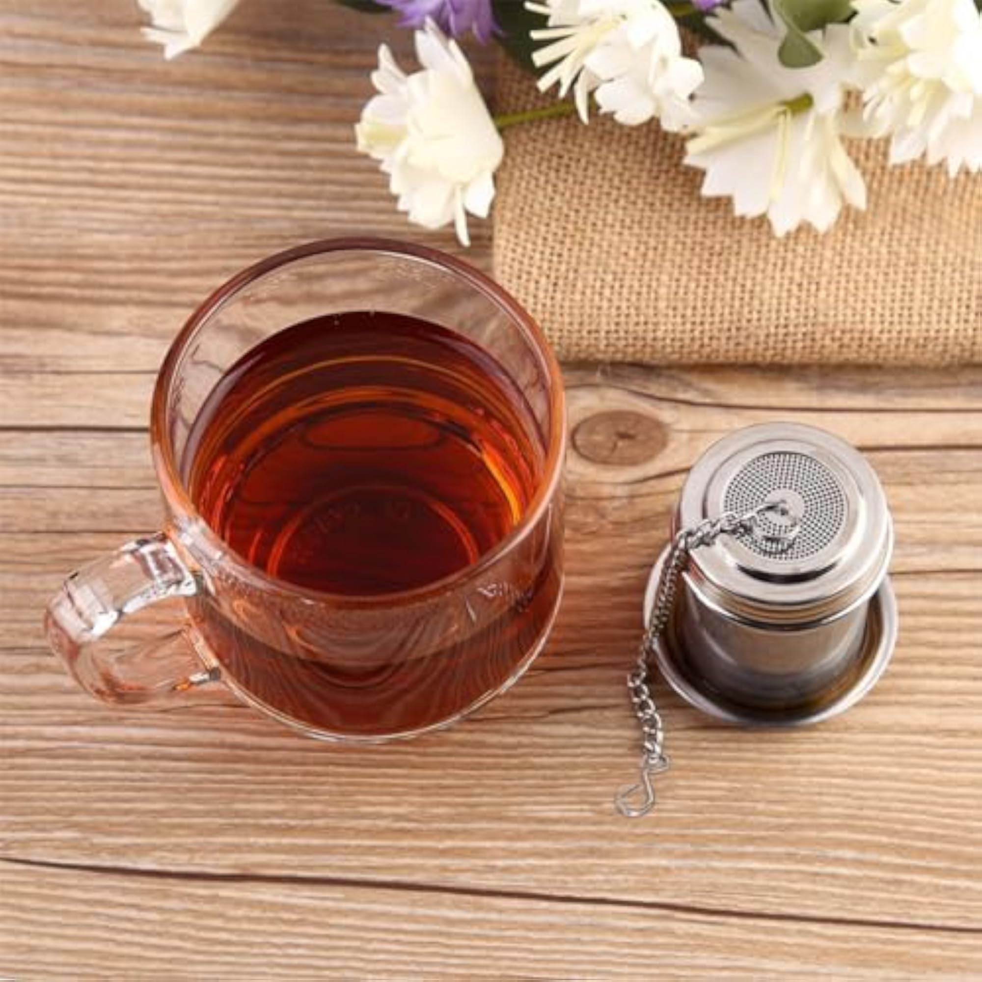 SUS Tea Filter Fine Mesh Strainer with Tray