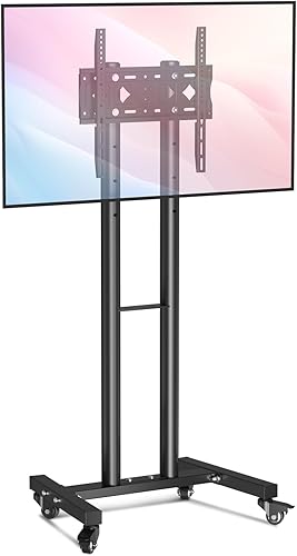 Soporte de TV con ruedas para televisores de pantalla plana LED LCD de 23 a 60 pulgadas, soporte de TV móvil de piso con ruedas que soporta hasta 88