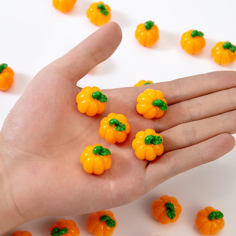 tiecawk 24 Pieces Mini Resin Pumpkins Figurines Artificial Vegetables Pumpkins Faux Realistic Pumpkins for Thanksgiving Halloween Fall Harvest Christmas Home Decor (Orange Pumpkin)