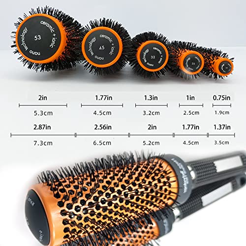 Round Brush For Blow Drying Hair Curling Brush Vented Thermal Barrel Ceramic Circle Brush For Rolling, Wave Hair Styling Blowout Brush Rubber Handle (0.75 Inch/19Mm) #TOP5