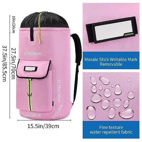 Image of laundry bag backpack,extra-large heavy duty laundry bags,laundry backpack for college students,drawstring closure (Light Pink Laundry Bag)