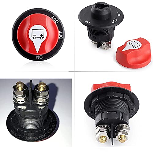 Iryna Car Battery Isolator Kill Switch 12V- 48V Battery Disconnect Switch Power Master Cut/Shut Off Switch Max 32V 100A Cont 150A Int On/Off Selector Switch For Marine Boat Rv Atv Vehicles #TOP2