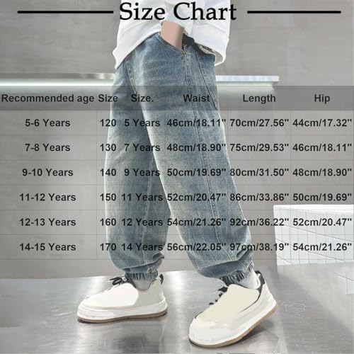 wodceeke Boys Jeans Joggers Y2k Baggy Denim Pants Elastic Waist Loose Boyfriend Jeans for Kids 5-15 Years2