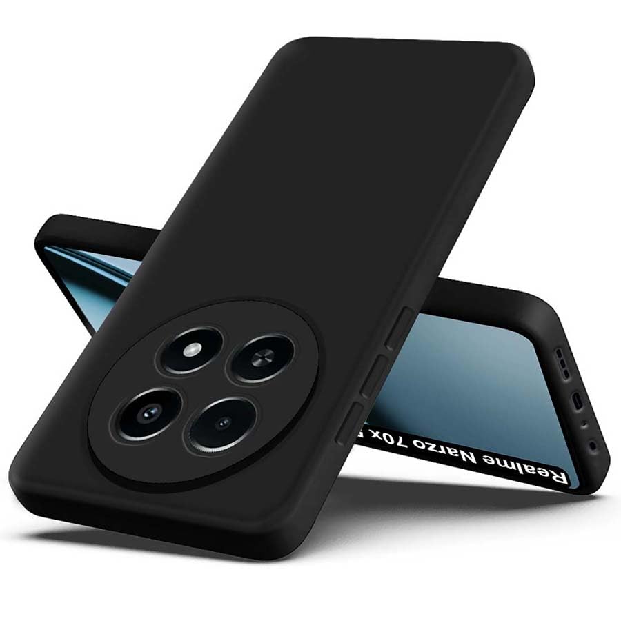 Fashionury Back Cover for Realme Narzo 70x 5G | Camera Bump Protection | Matte Soft Silicon Flexible | All Side Shock Proof Rubberised Back Case Cover for Realme Narzo 70x 5G (Black) (B0D3HPJ74K) Amazon Price History, Amazon Price Tracker