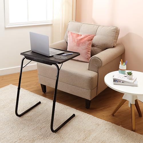 Amazon Basics Height Adjustable Laptop Table | Adjustable Table Angle | Alloy Steel | Foldable | Black | 75 cm