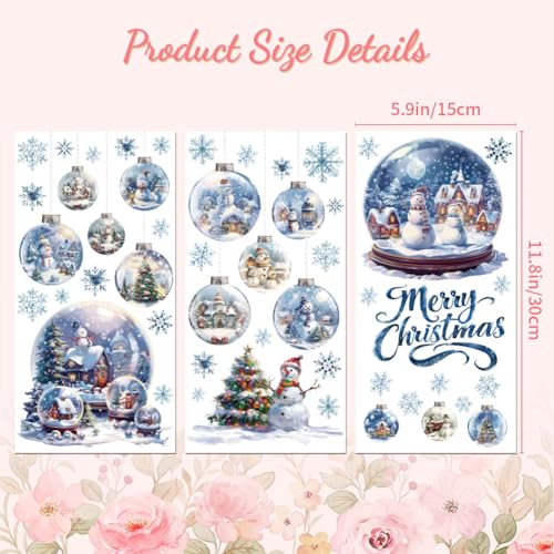 Peacoblue Rub on Transfers for Crafts 3Pcs Christmas Crystal Ball 15cmx30cm - Image 2