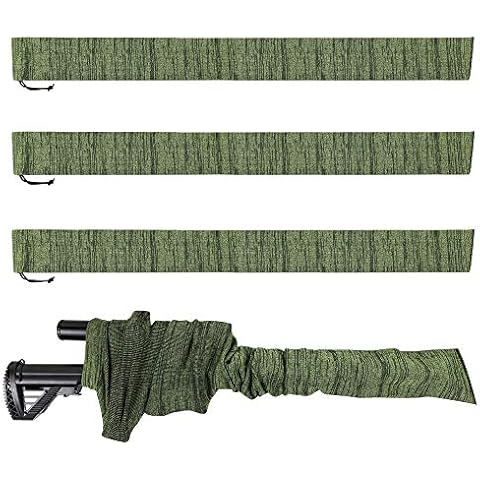 Yutetuter 4-Pack Gun Sock Silicone Treated Rifle Socks 52" Anti-Rust Tactical Outdoor Shooting Hunting Sack Storage Bag (Green) Cover