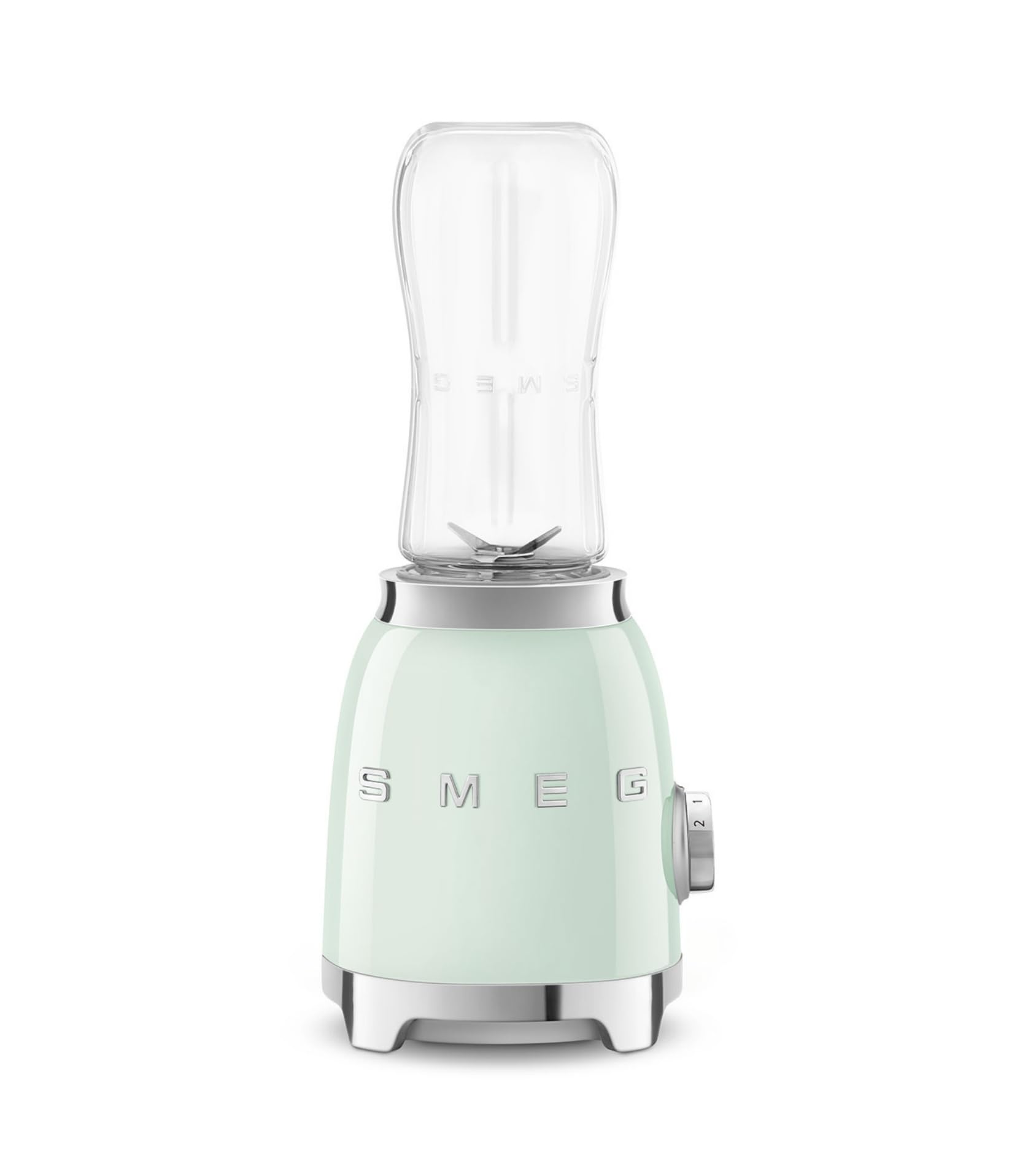 Smeg, Personal Blender PBF01PGEU, 2 Geschwindigkeitsstufen, Doppelklinge aus Edelstahl, 2 x 600 ml Flaschen inklusive, rutschfester Standfuß, integrierte Kabelaufwicklung, 300W, Pastellgrün